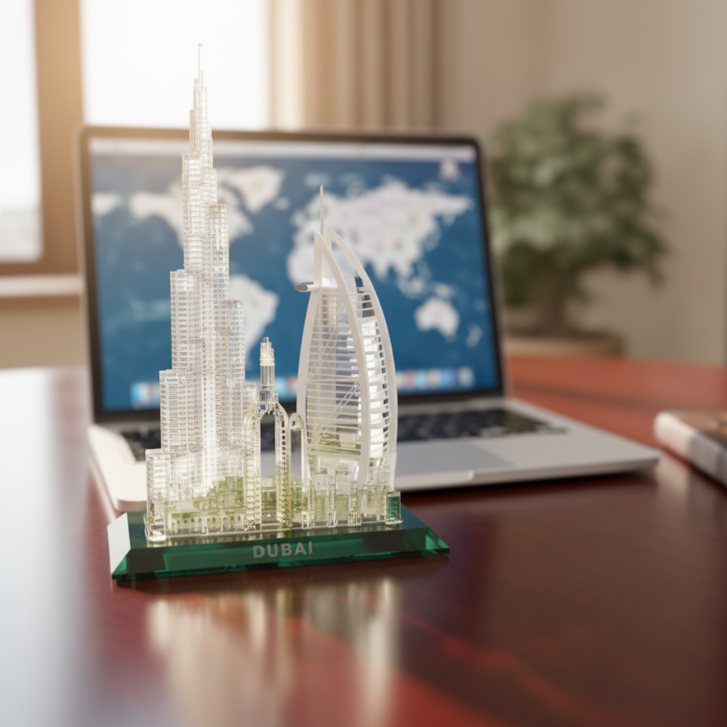 Dubai Burj Al Arab & Skyline Crystal Souvenir